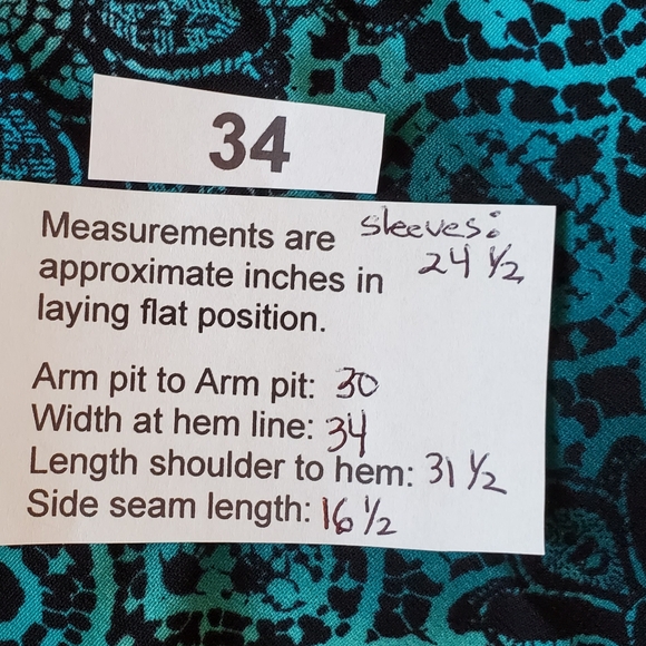 Catherines 3X Blue and Black 3/4 Sleeve Blouse Excellent Condition Silky Look - Picture 12 of 12